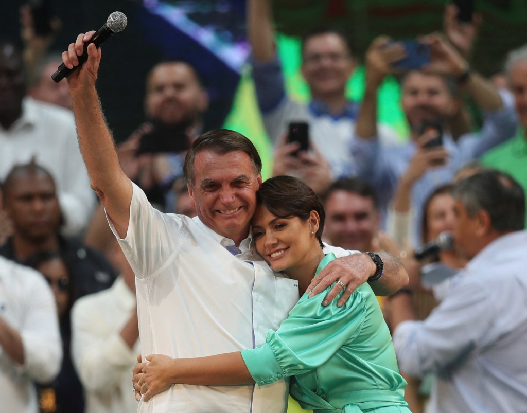 Michelle Bolsonaro, ex primera dama de Brasil, durante un acto de campaña