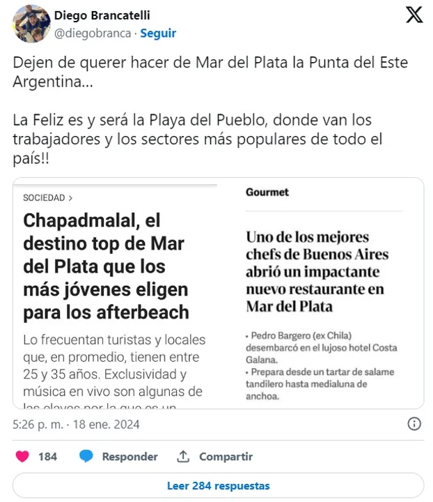 Medialunas de anchoas", el polémico posteo de Brancatelli sobre Mar del  Plata que generó repudio en las redes - Noticias Argentinas