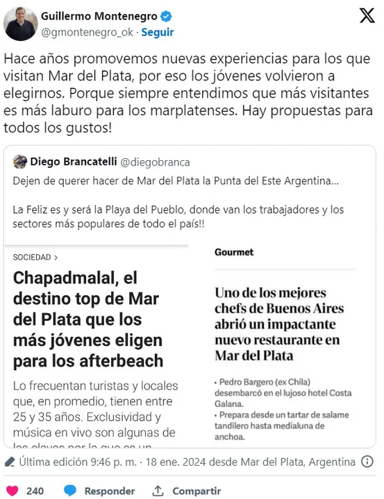 Medialunas de anchoas", el polémico posteo de Brancatelli sobre Mar del  Plata que generó repudio en las redes - Noticias Argentinas