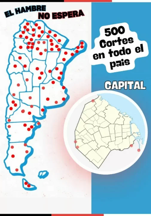 Piqueteros y Bullrich, frente a frente este lunes: mapa con los más de 500 cortes que habrá en el país