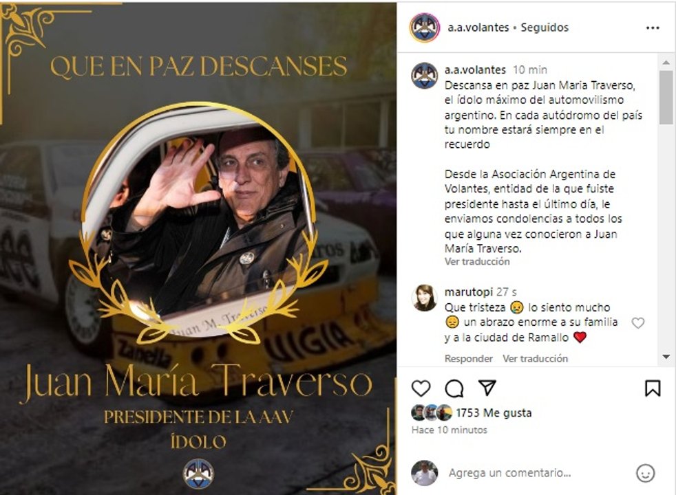 El automovilismo argentino llora a Juan María Traverso: falleció el "Flaco" a los 73 años