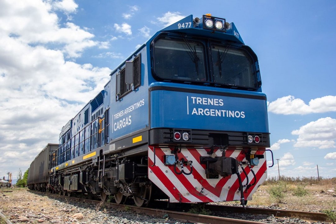 Formación de tren de cargas en la puna salteña