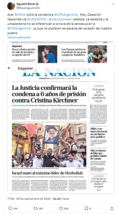 Milei irónico con Agustín Rossi: "gracias por aclarar porque se te ha perdido un misil"