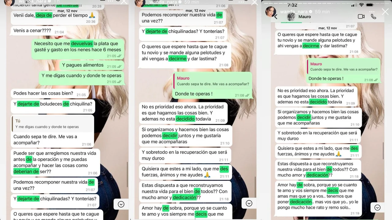 "Me genera vergüenza ajena y asco": Wanda Nara expuso chats con Mauro Icardi donde mencionan a la China Suárez, L-Gante y Maxi López