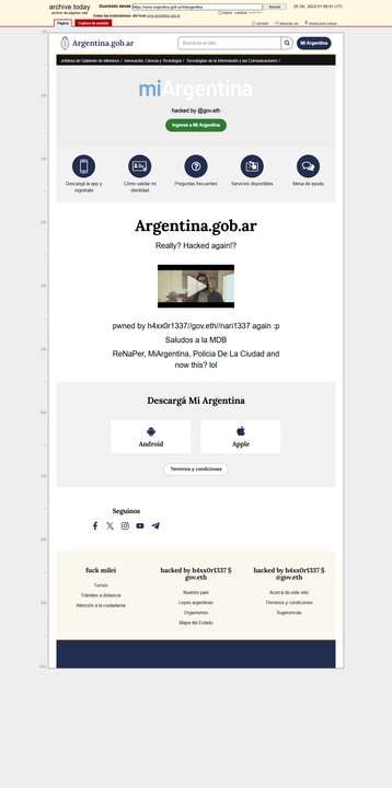 Denuncian que hackearon Mi Argentina, la página del gobierno de Javier Milei