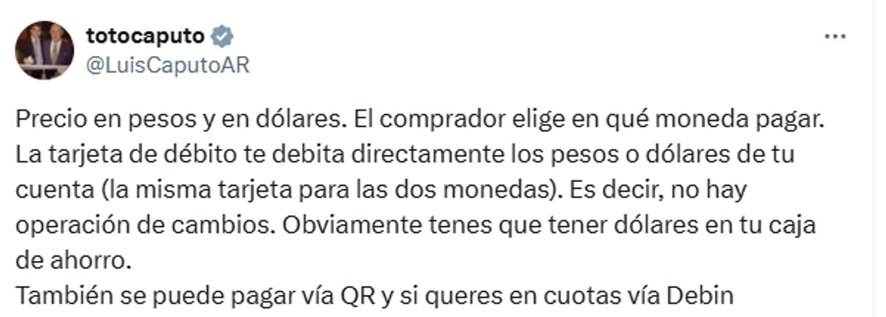 Desde hoy, los precios podrán mostrarse en dólares en Argentina