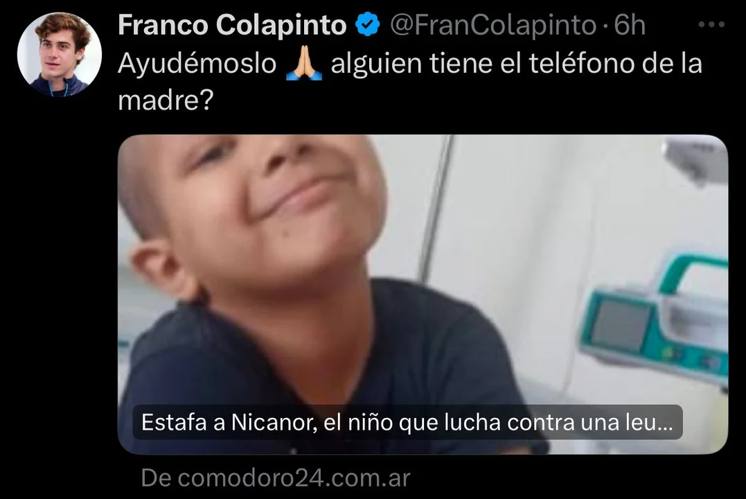 Captura de la cuenta de "X" de Franco Colapinto.