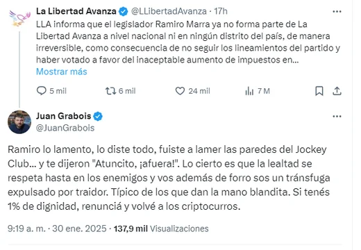 Juan Grabois, contra Ramiro Marra: "Atuncito, ¡afuera!"