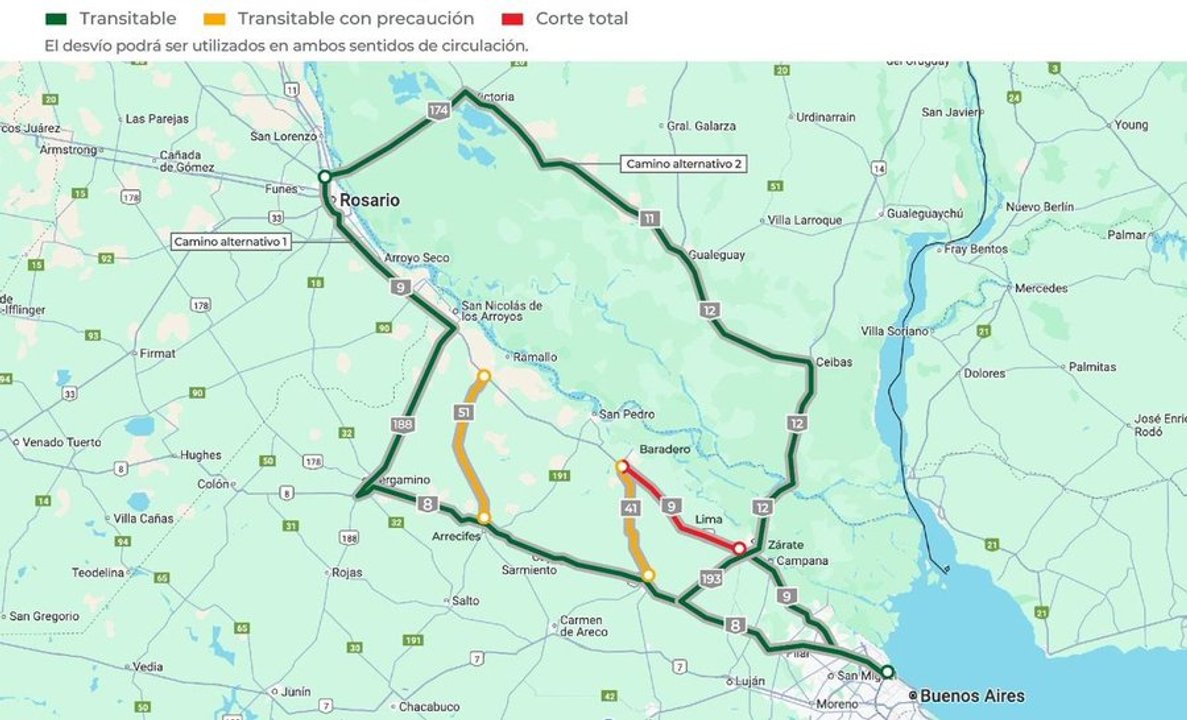 Temporal: cómo sigue el estado de las rutas Temporal: cómo sigue el estado de las rutas