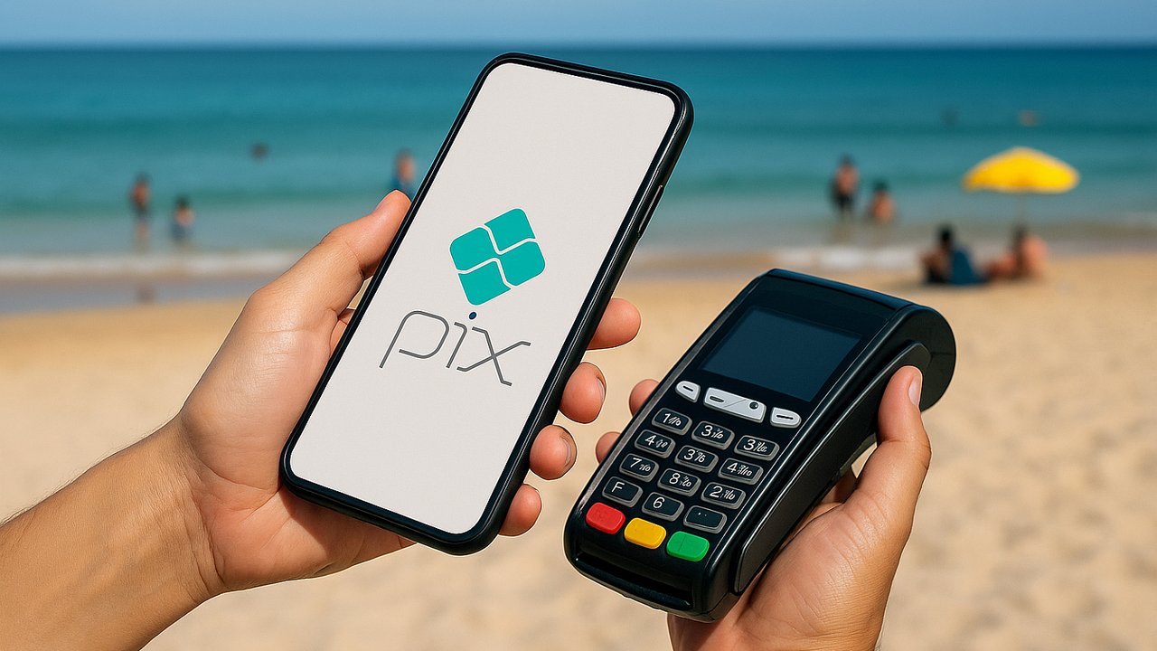 Turista argentino pagando con Pix desde el celular en Brasil