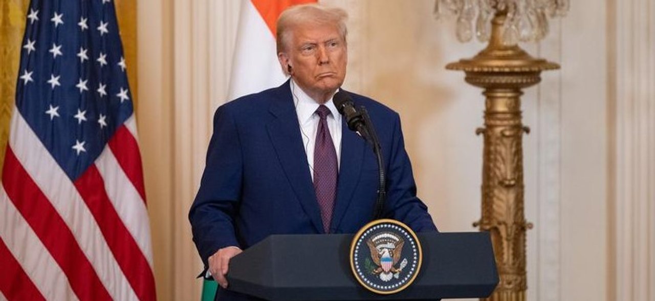 Donald Trump durante su mensaje televisado en Estados Unidos