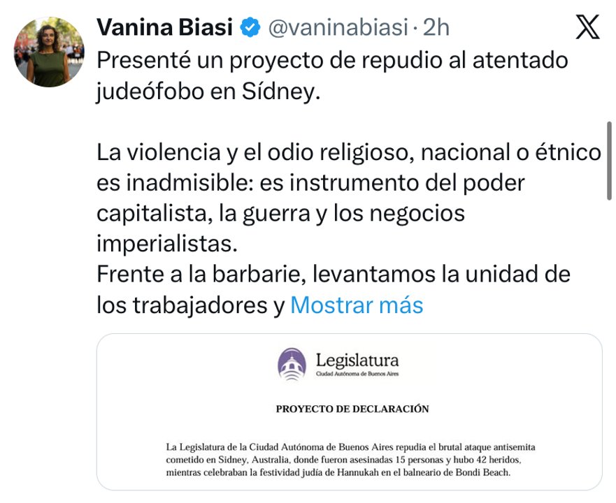 El posteo de Vanina Biasi. (Captura: NA)