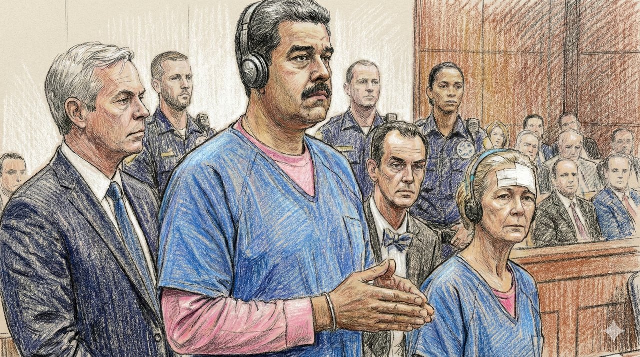 Recreación con IA de la audiencia de Nicolás Maduro en un tribunal de Nueva York