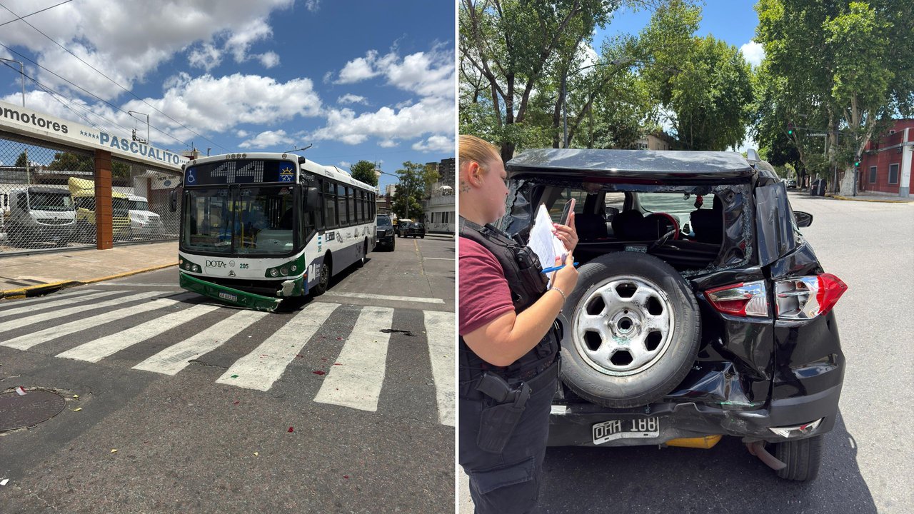 Choque entre un colectivo de la línea 44 y un auto en Nueva Pompeya