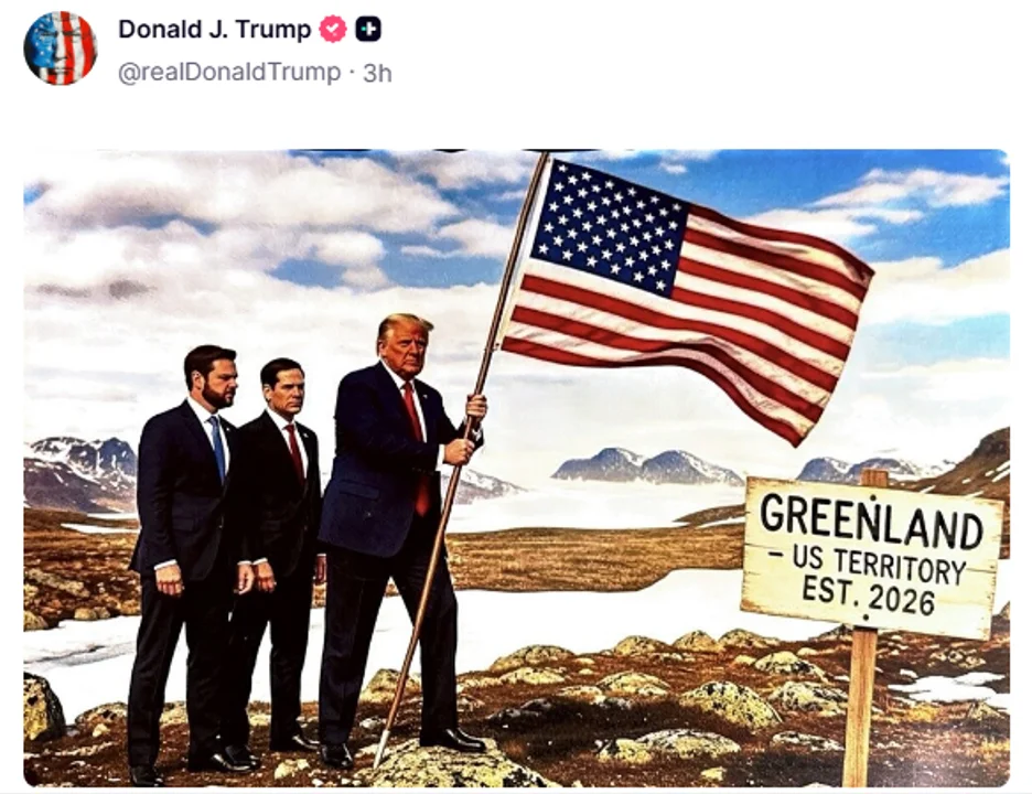 Trump publicó una imagen suya poniendo la bandera de Estados Unidos en  Groenlandia – Diario de Rivera
