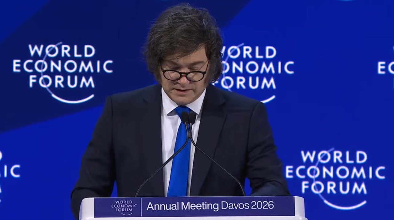 El presidente Javier Milei durante su participación en el Foro Económico Mundial de Davos