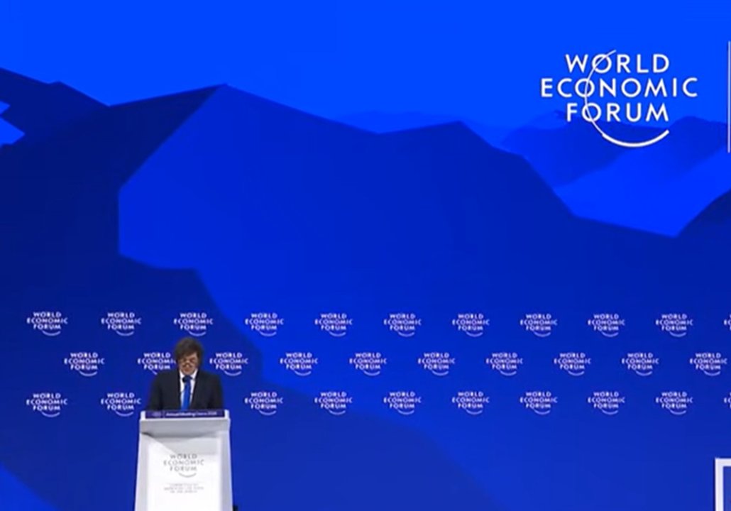 Javier Milei durante su discurso en el Foro Económico de Davos