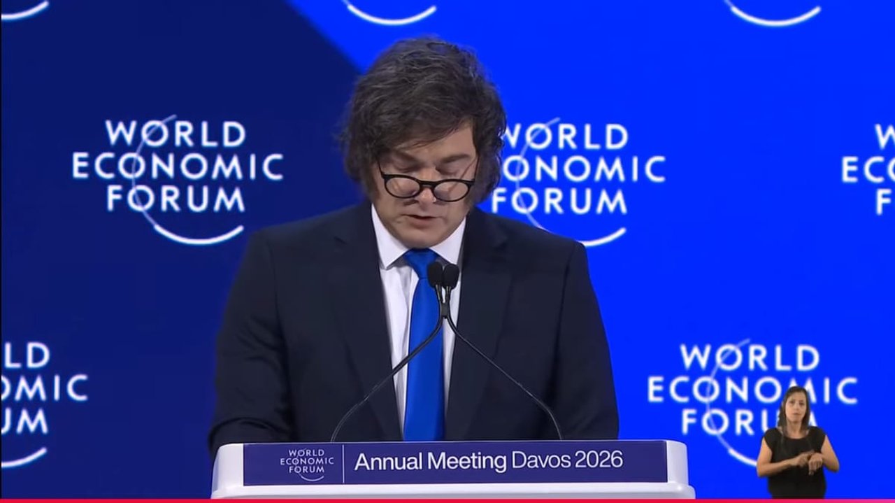 Javier Milei durante su exposición en el Foro de Davos