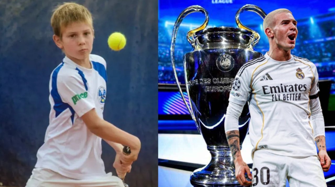 Franco Mastantuono festeja su gol con la camiseta del Real Madrid en la Champions League