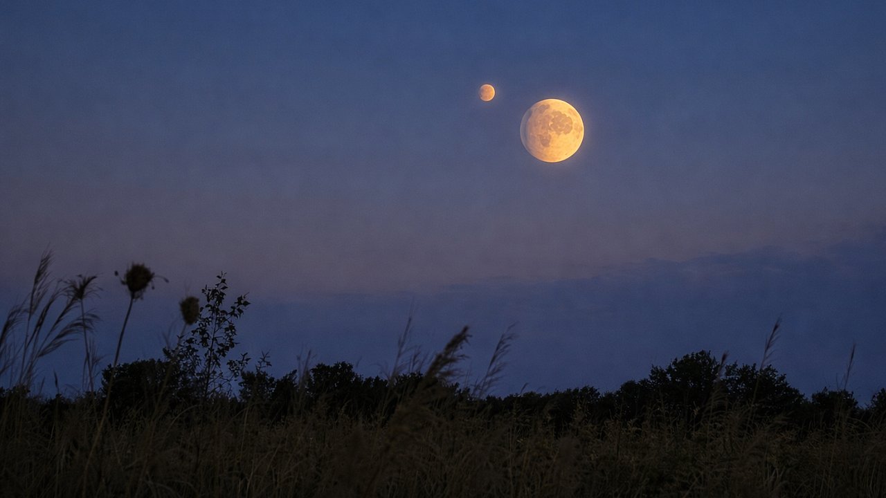 Ilustración de la cuasi-luna 2025 PN7 acompañando a la Tierra