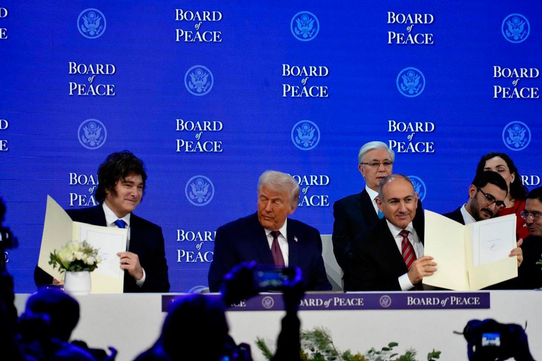 Javier Milei durante su participación en el Foro Económico de Davos