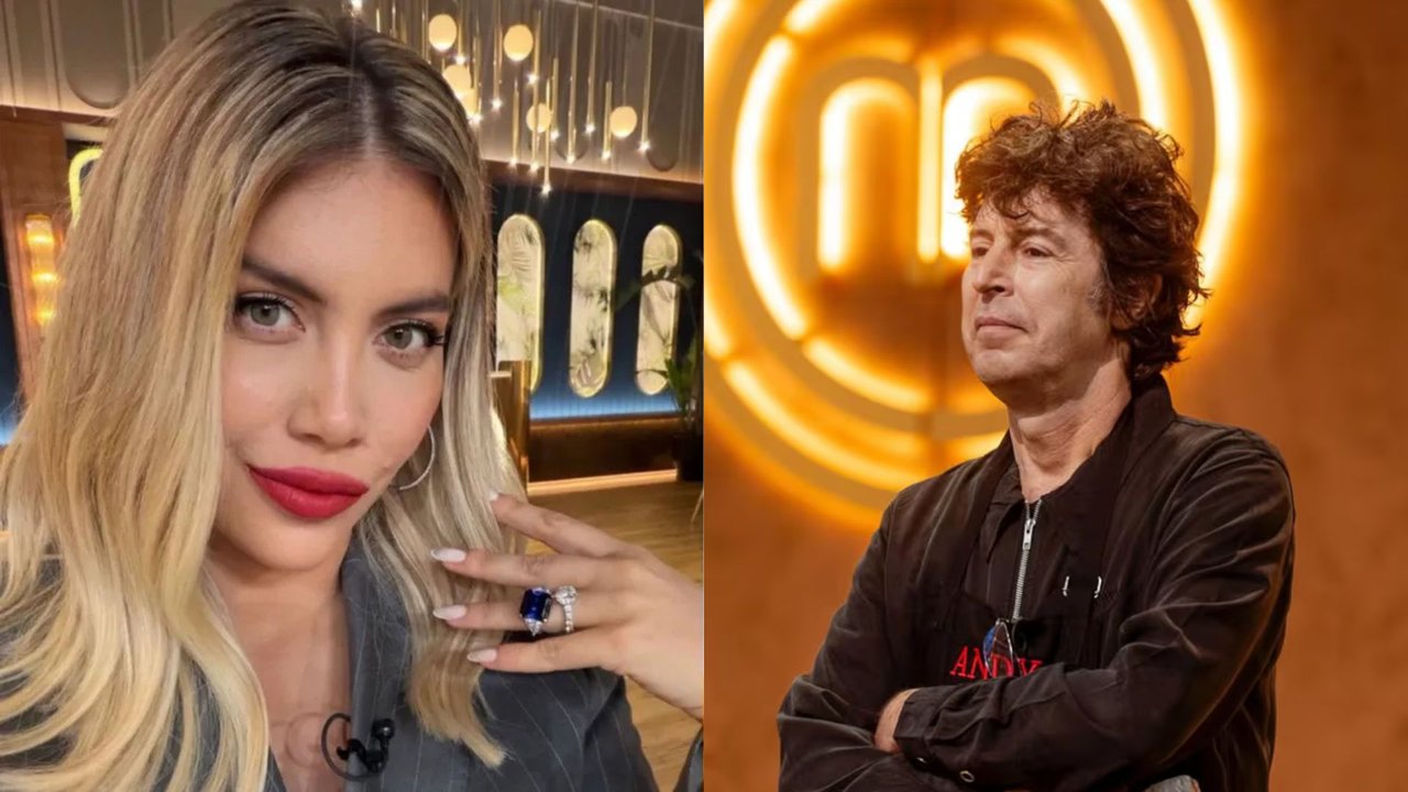 Wanda Nara y Andy Chango en un momento distendido en MasterChef Celebrity