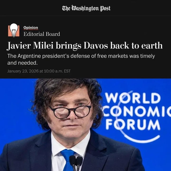 Javier Milei durante su exposición en el Foro Económico Mundial de Davos