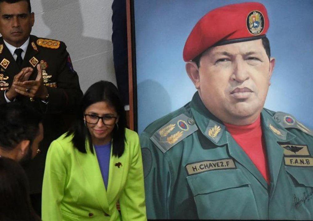 Delcy Rodríguez durante un acto en la refinería de Puerto La Cruz, Venezuela