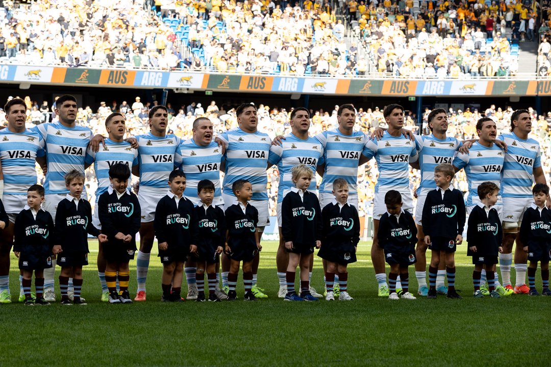 Los Pumas disputando un test match internacional en Argentina