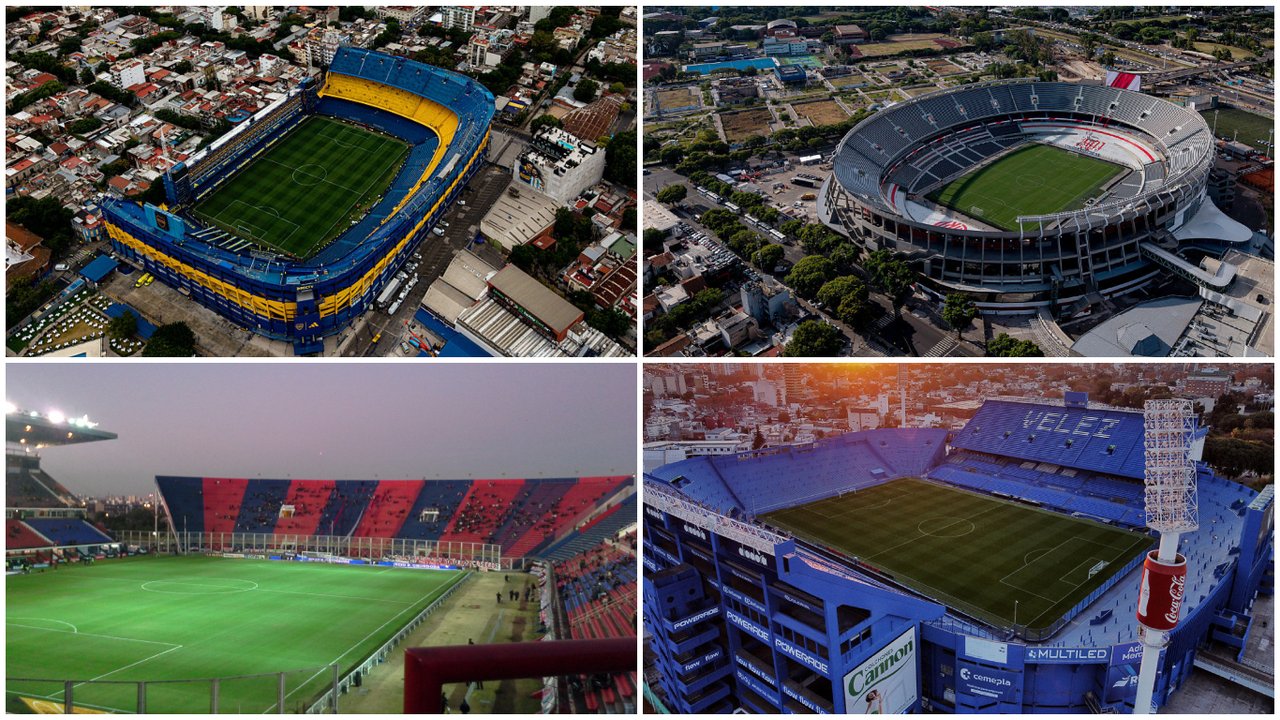 Panorámica de un estadio de fútbol en Buenos Aires