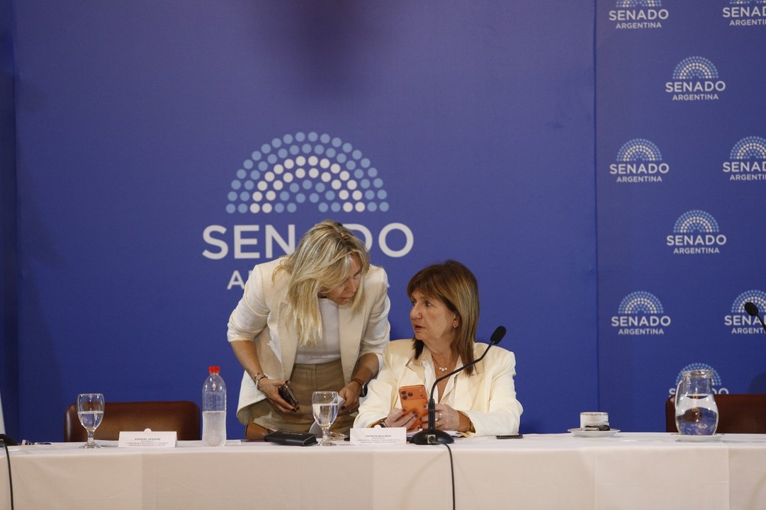 Patricia Bullrich durante las negociaciones por la reforma laboral en el Senado