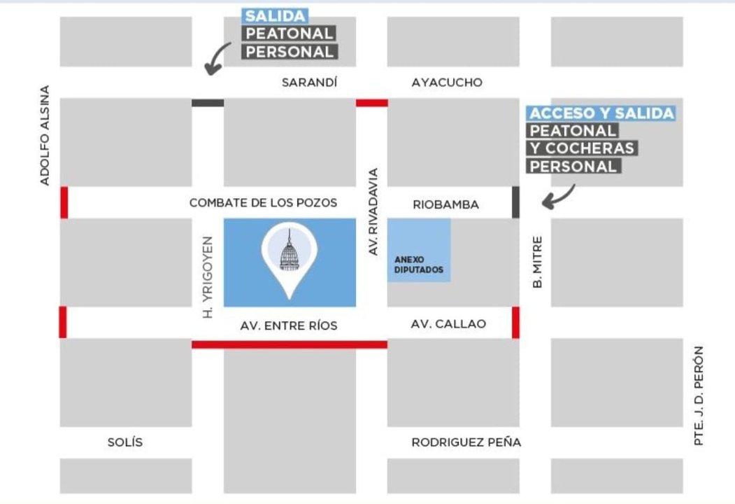 Operativo de vallado y cortes de calles alrededor del Congreso de la Nación