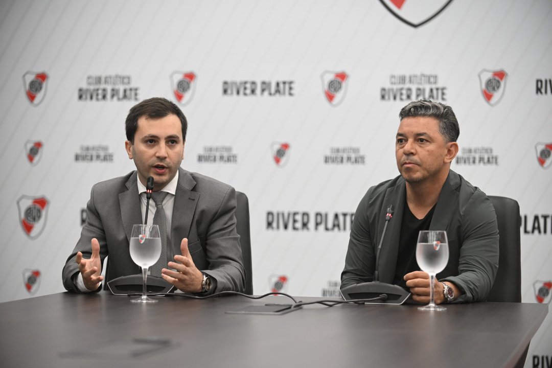 Stefano Di Carlo, presidente de River Plate, durante un partido en el Monumental