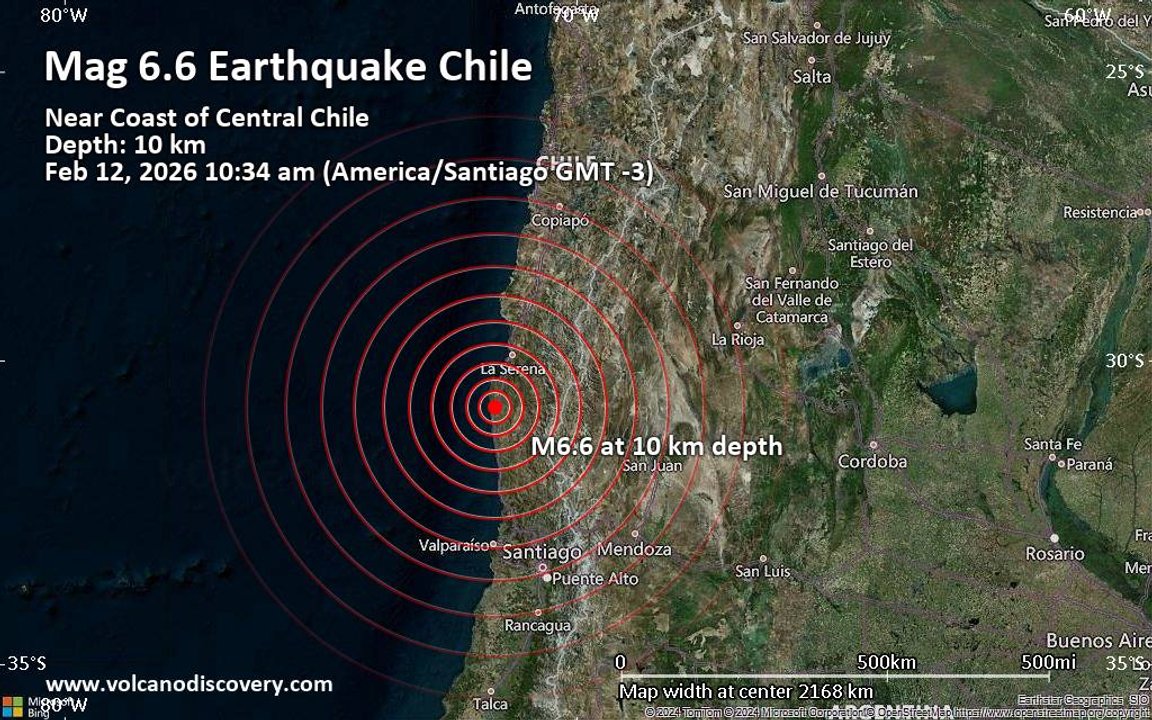 Mapa sísmico de la zona central de Chile