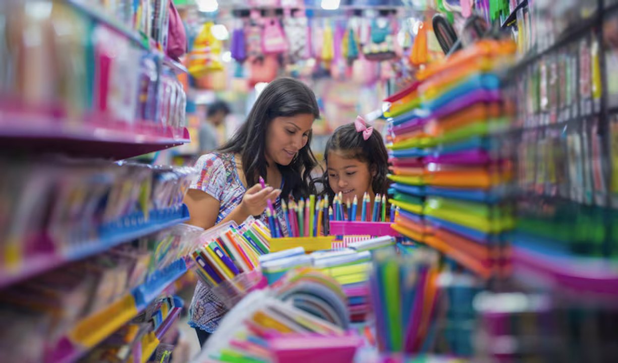 Útiles escolares y mochila sobre un escritorio