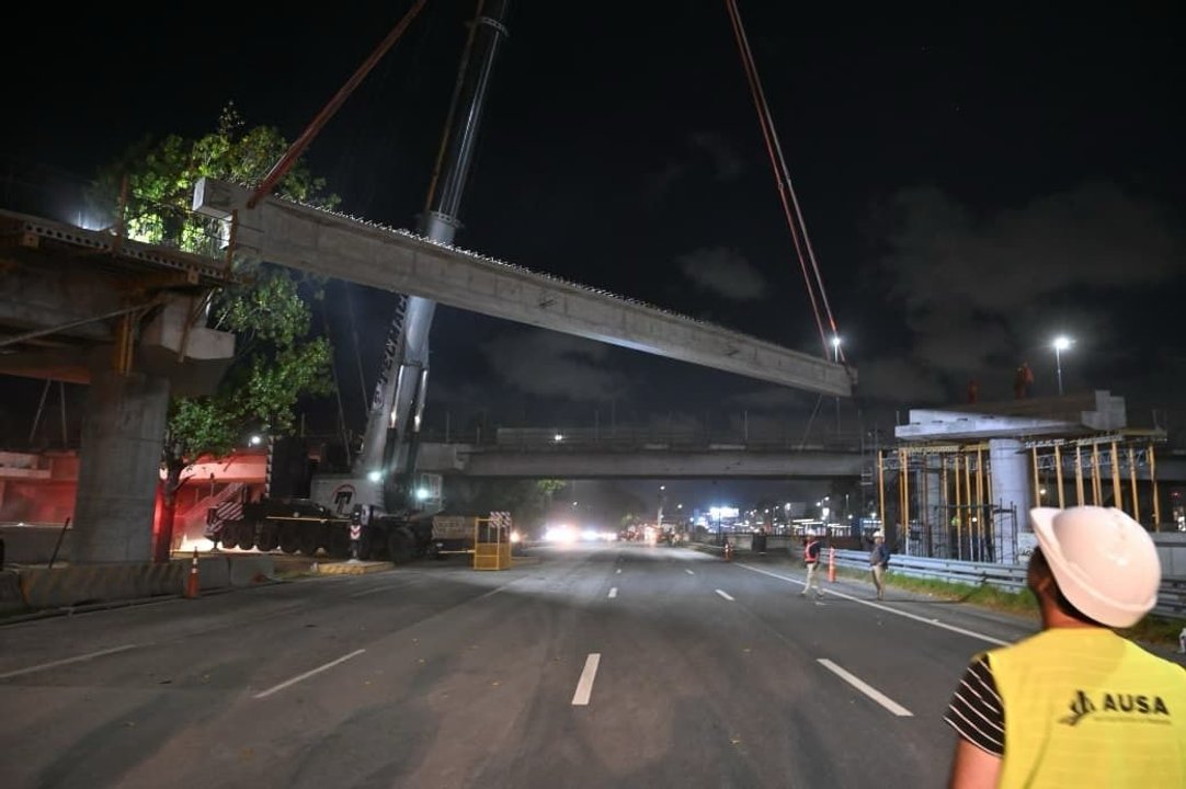 Trabajos nocturnos en la Autopista Illia y el nuevo puente Labruna