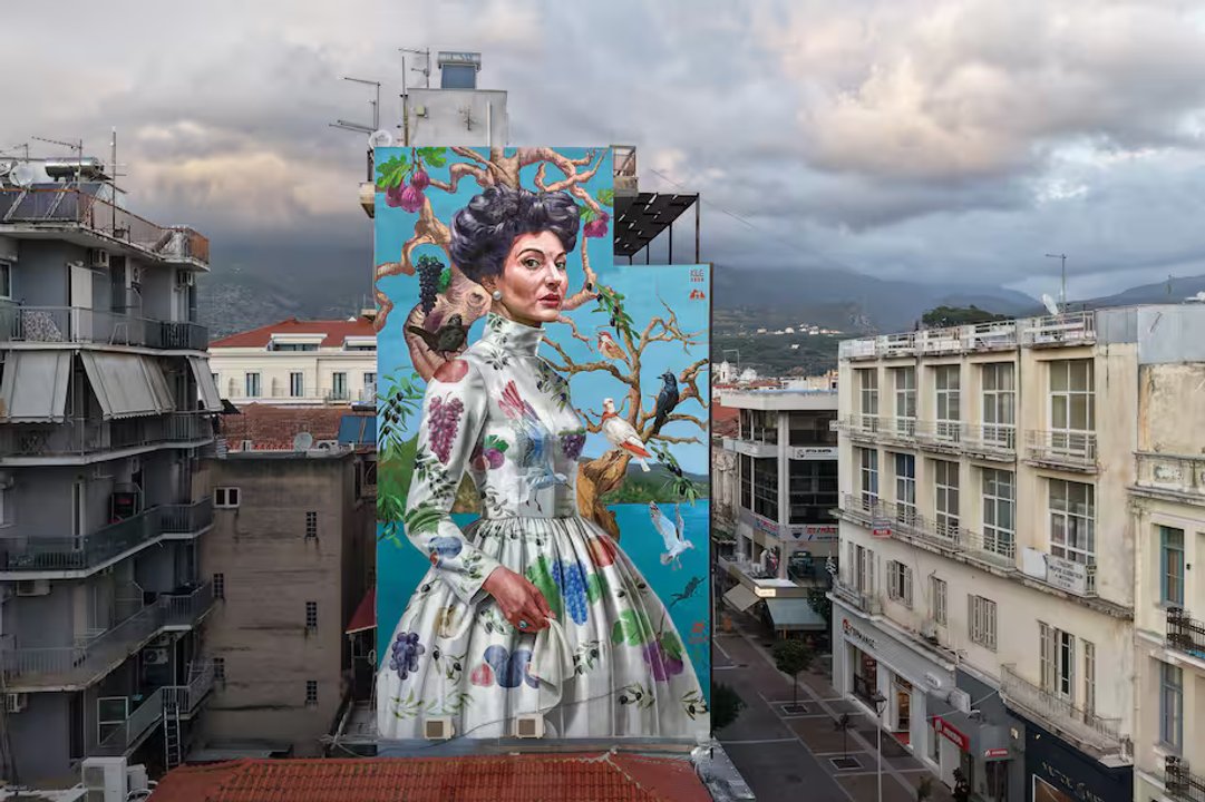 Mural ganador dedicado a Maria Callas en la ciudad griega de Kalamata