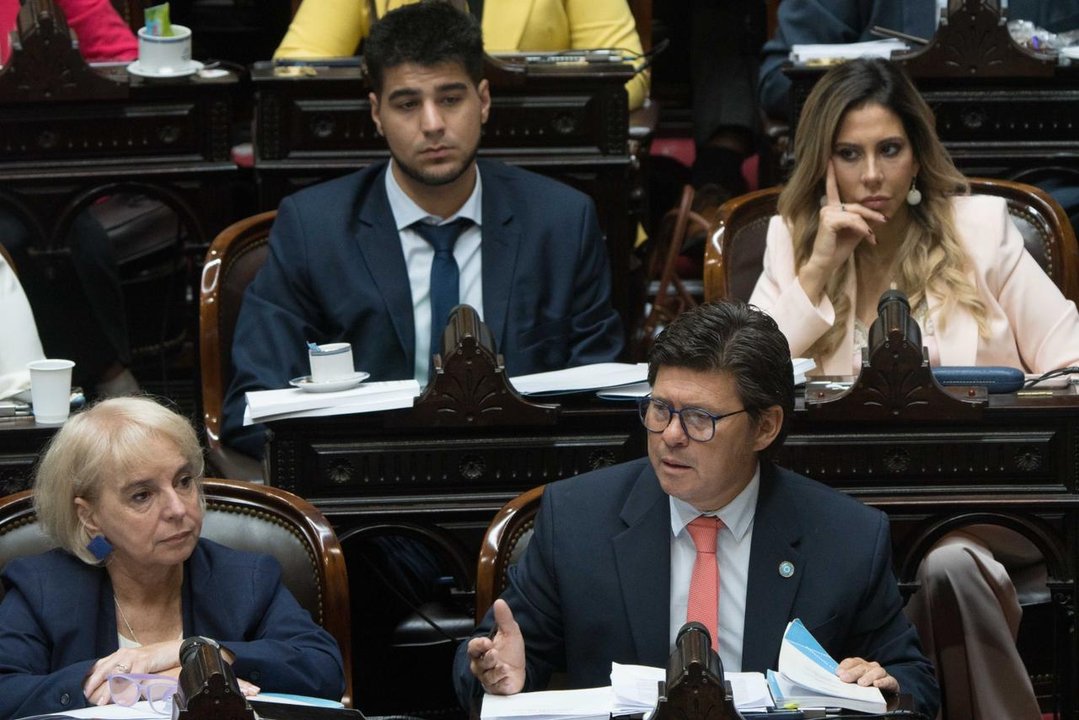 Lisandro Almirón durante el debate por la reforma laboral en Diputados