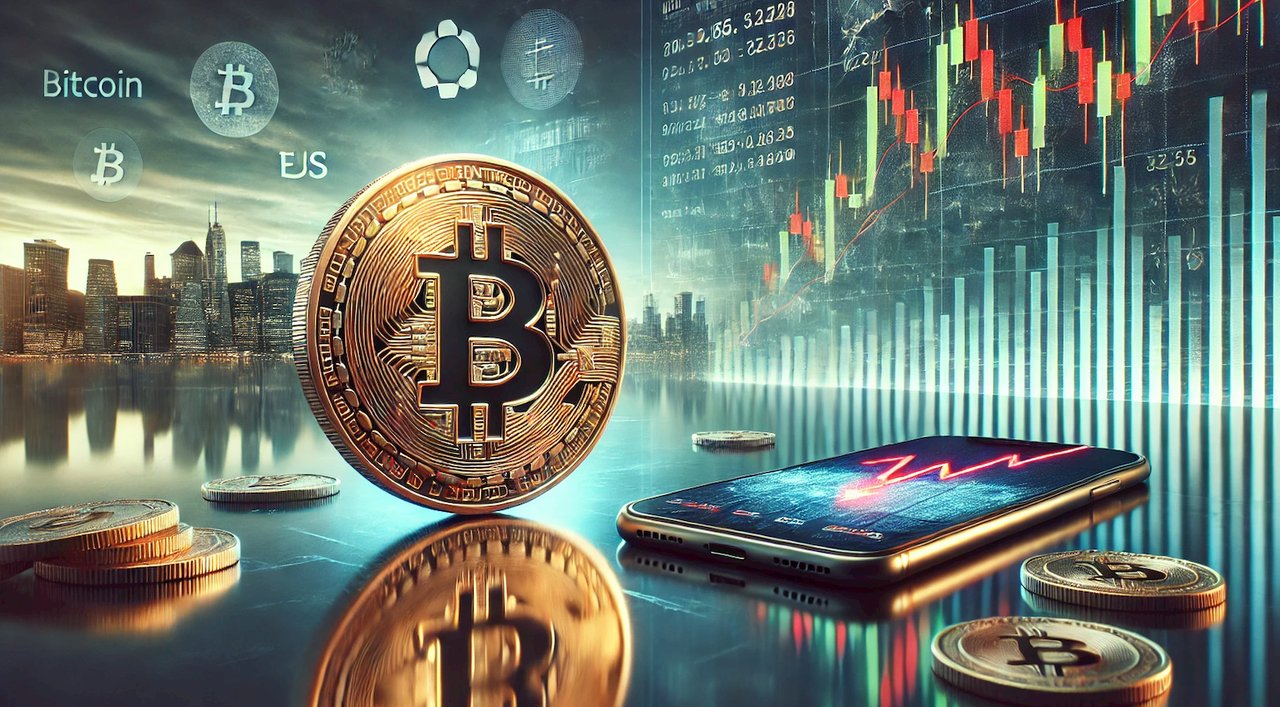 Gráfico de cotización de Bitcoin en caída tras el arancelazo en Estados Unidos