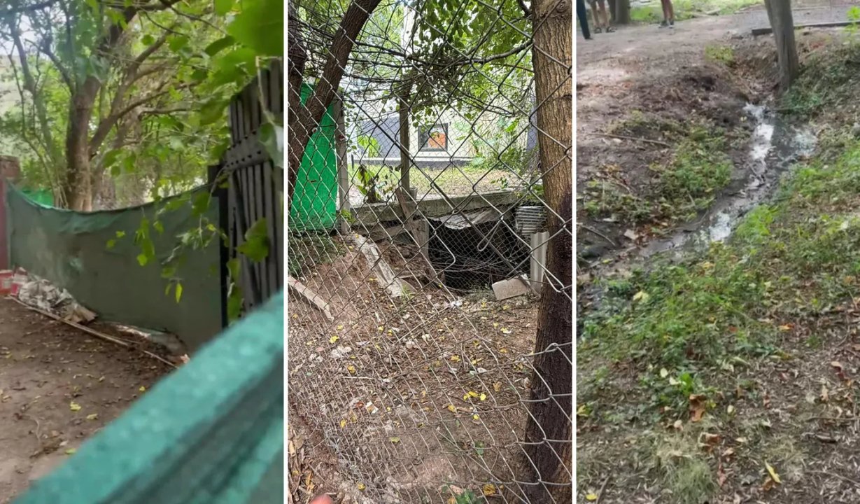 Portón y alambrado sobre zanja en Gonnet, La Plata