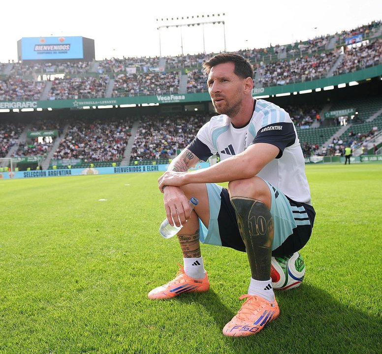Lionel Messi durante un partido con la Selección argentina
