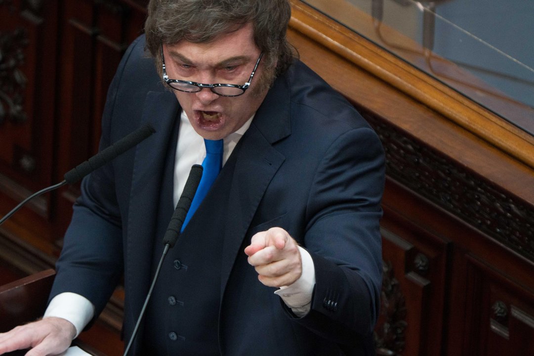 Javier Milei durante su discurso ante la Asamblea Legislativa