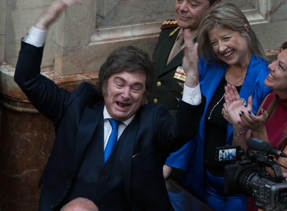 Javier Milei durante su discurso ante la Asamblea Legislativa