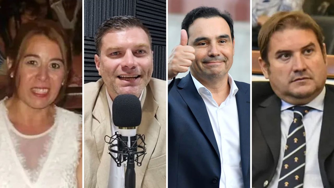 Gustavo Valdés junto a personas vinculadas a la causa Loan Peña en actos oficiales
