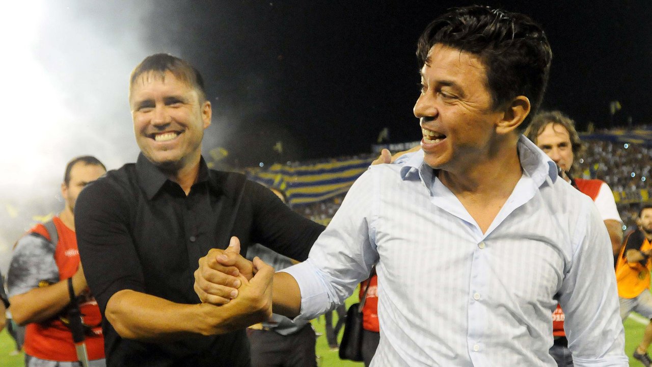 Eduardo Coudet durante su presentación como técnico de River Plate