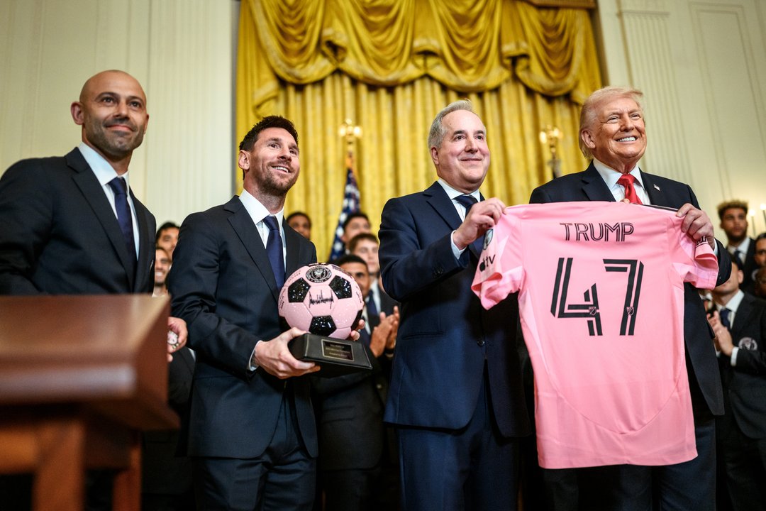 Lionel Messi y Donald Trump durante el encuentro en la Casa Blanca