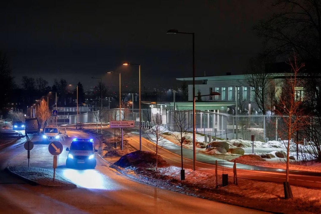 Operativo policial frente a la embajada de Estados Unidos en Oslo, Noruega