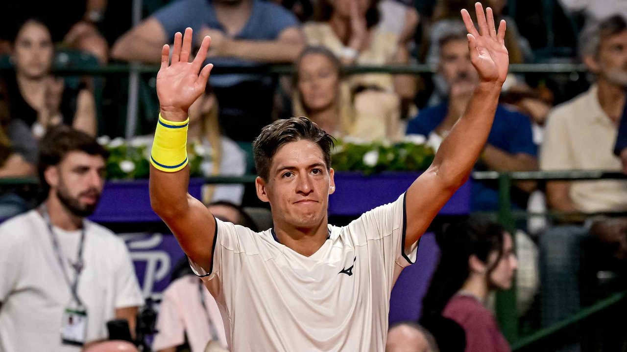 Sebastián Báez en acción en el Masters 1000 de Indian Wells