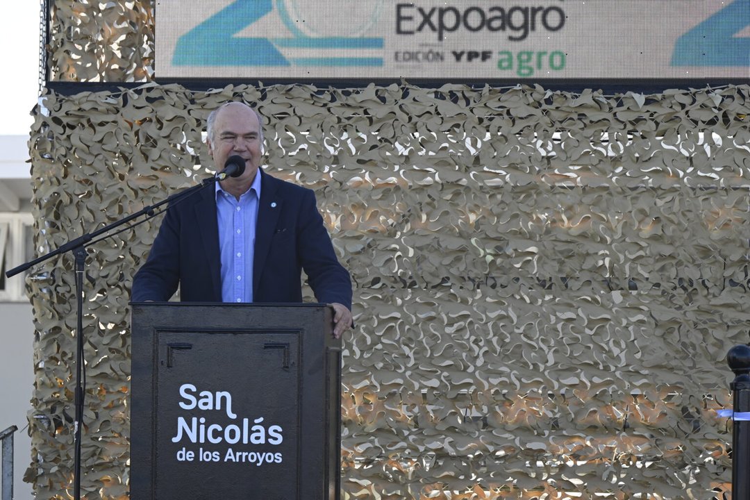 Sergio Iraeta en la apertura de Expoagro en San Nicolás
