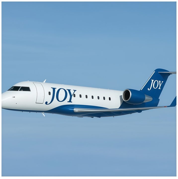 Avión de la nueva aerolínea JOY en pista